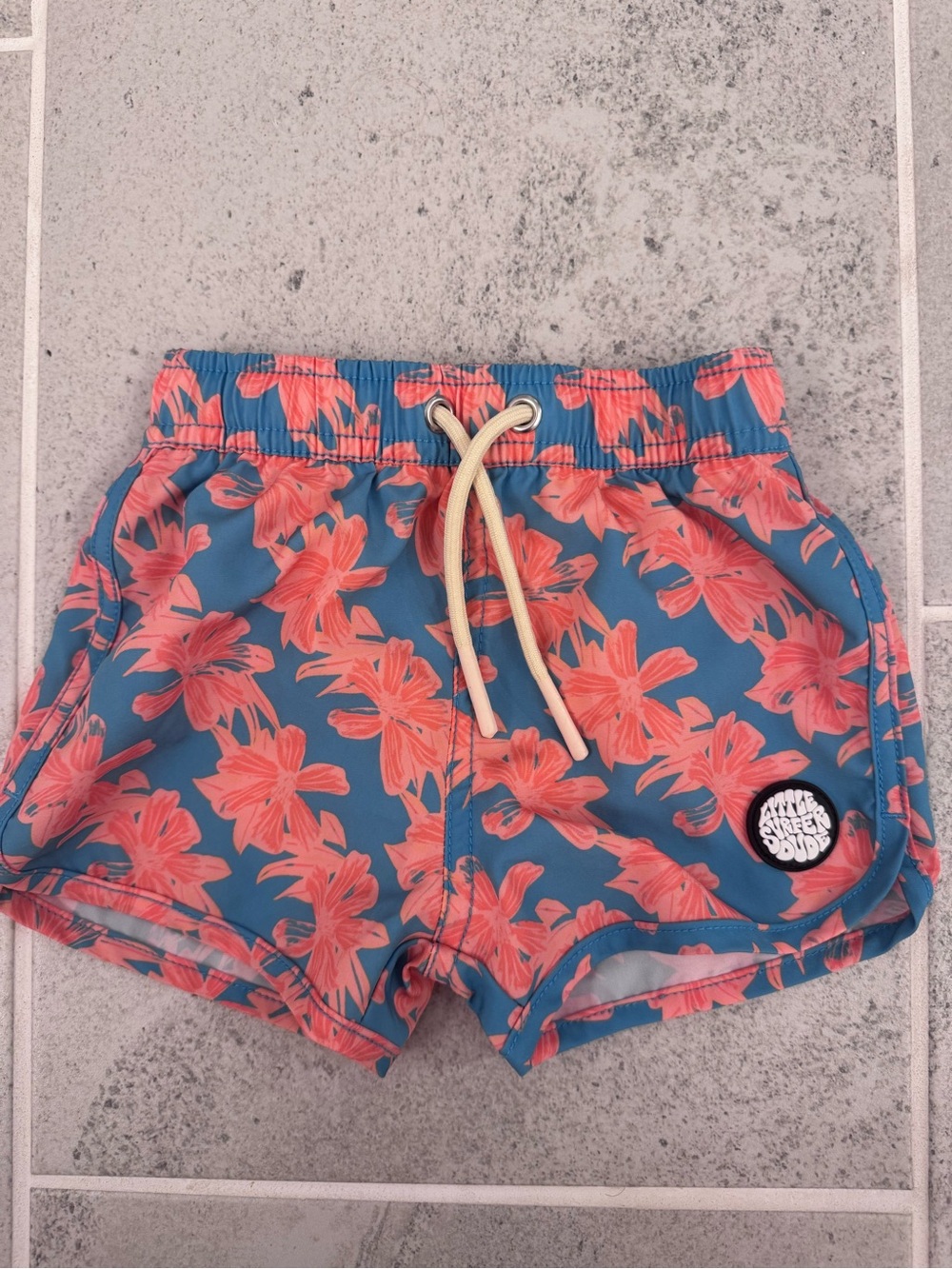 Coral Floral Blue Toddler Swim Shorts